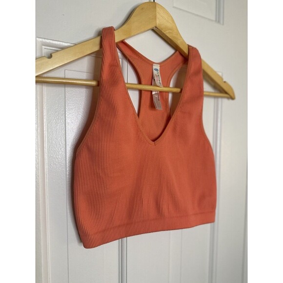 FREE PEOPLE Movement Free Throw Crop Tank Ribbed Orange Medium - Picture 4 of 7